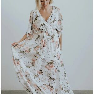 BALTIC BORN Size L white multi Kia kimono maxi dress